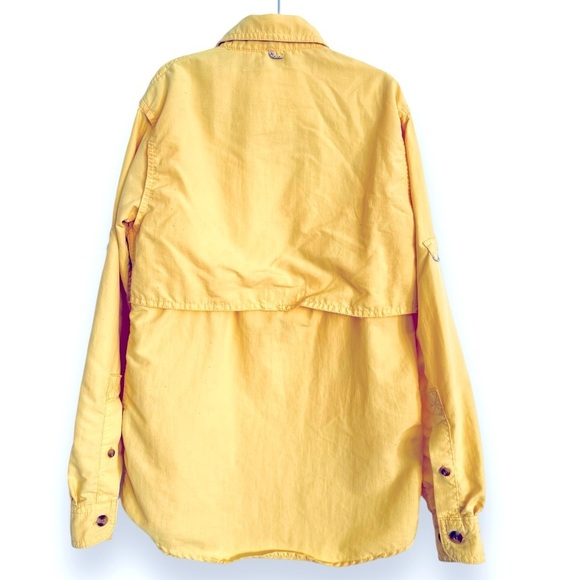 Magellan Outdoors Yellow Kids Long Sleeve Button Down 100% Nylon Fishing Shirt - Picture 2 of 5